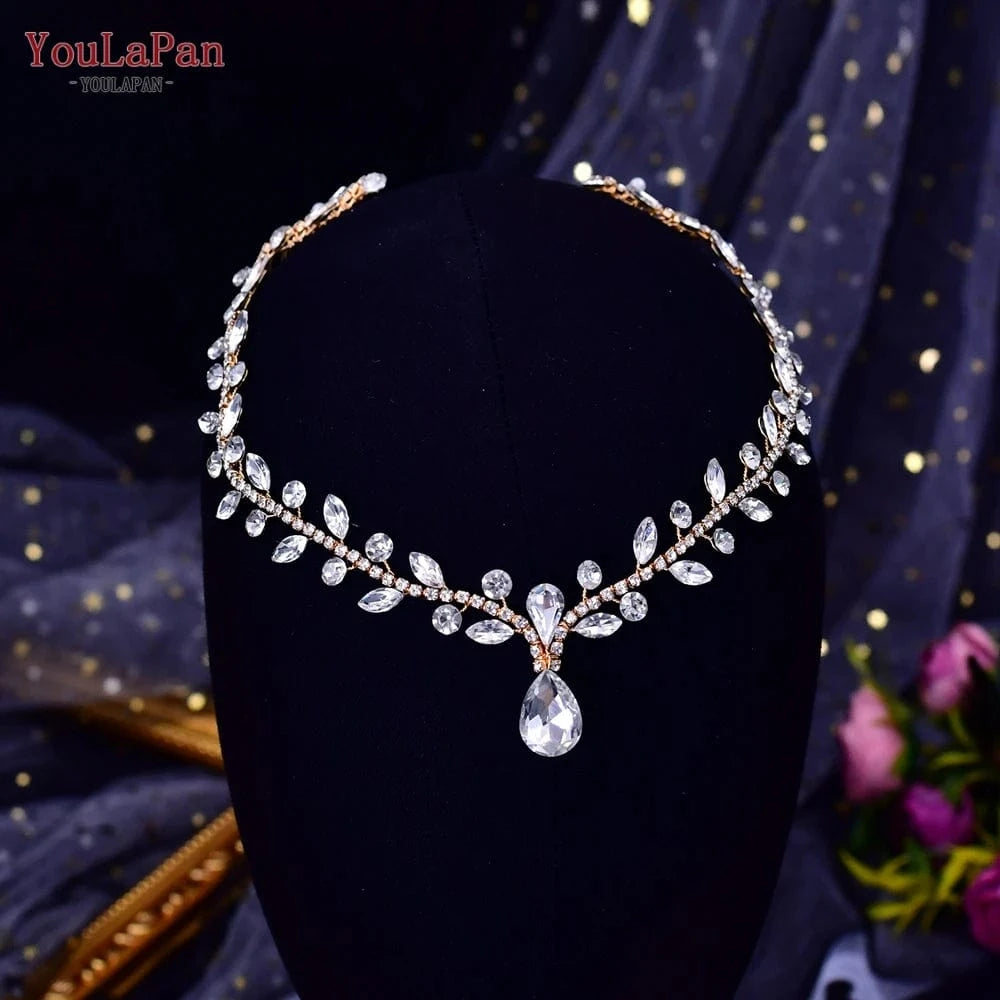 YouLaPan HP465 Bohemian Rhinestone Hair Accessories Wholesale Price Silver Pendant Headpiece for Wedding Party Bridal Hair Comb
