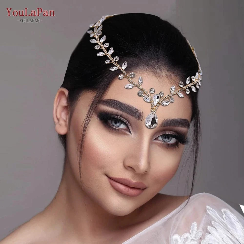 YouLaPan HP465 Bohemian Rhinestone Hair Accessories Wholesale Price Silver Pendant Headpiece for Wedding Party Bridal Hair Comb