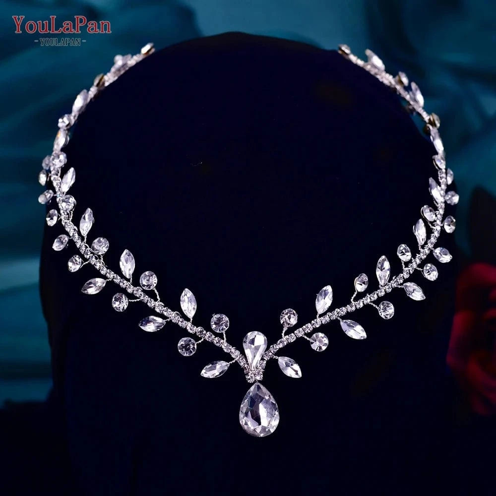 YouLaPan HP465 Bohemian Rhinestone Hair Accessories Wholesale Price Silver Pendant Headpiece for Wedding Party Bridal Hair Comb