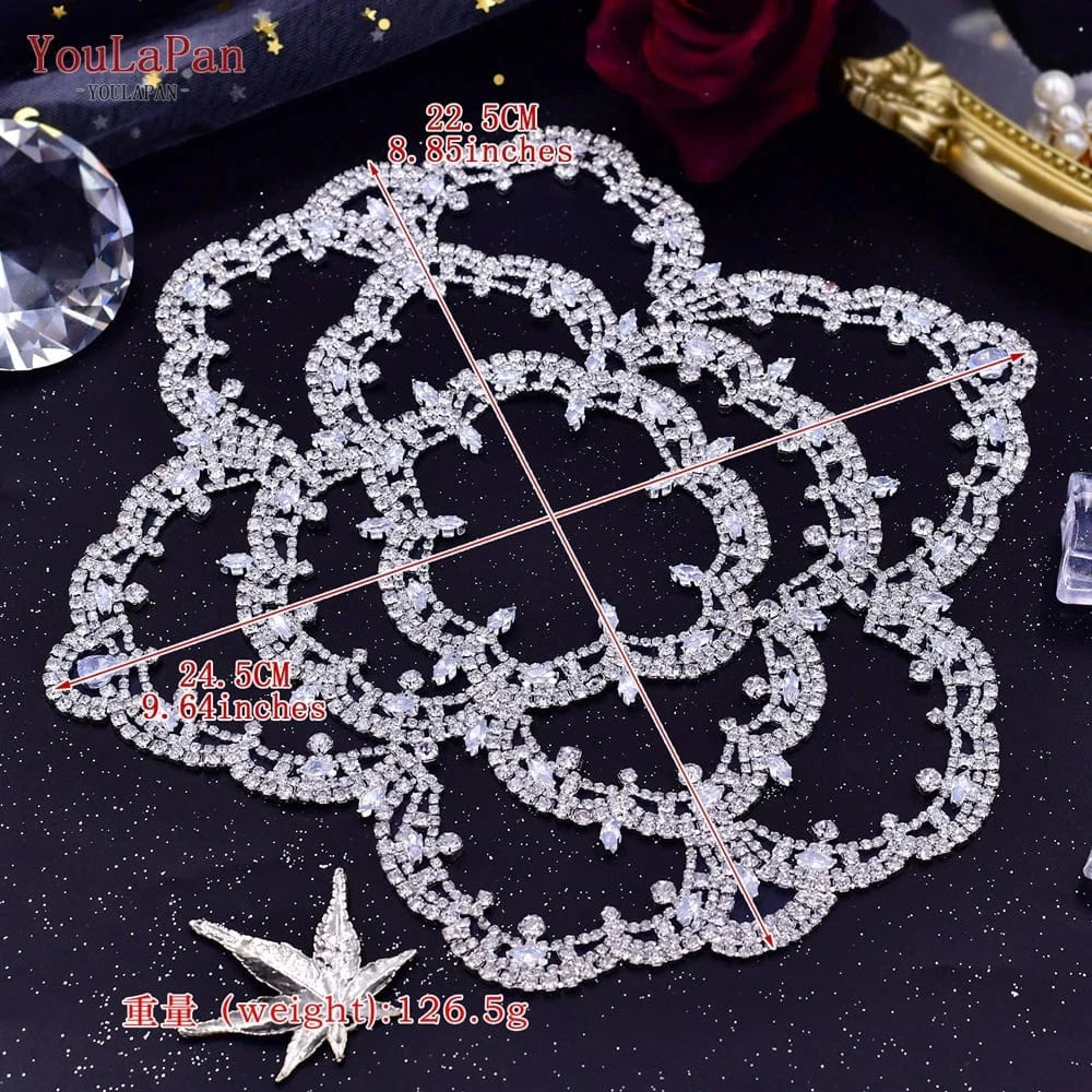Youlapan HP480 Pop Boho Hair Chain Gold Silver Rhinestone Mesh Hat Forehead Beauty Pageant Wedding Hair Accessories