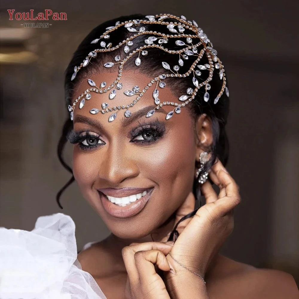 YouLaPan HP481 Pretty Woman Long Tentator Hair Comb Gold Silver Rhinestone Hair Pieces Bridal Wedding Plate Hair Accessories