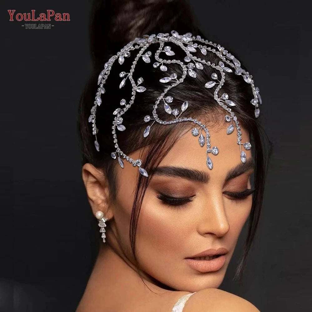 YouLaPan HP481 Pretty Woman Long Tentator Hair Comb Gold Silver Rhinestone Hair Pieces Bridal Wedding Plate Hair Accessories