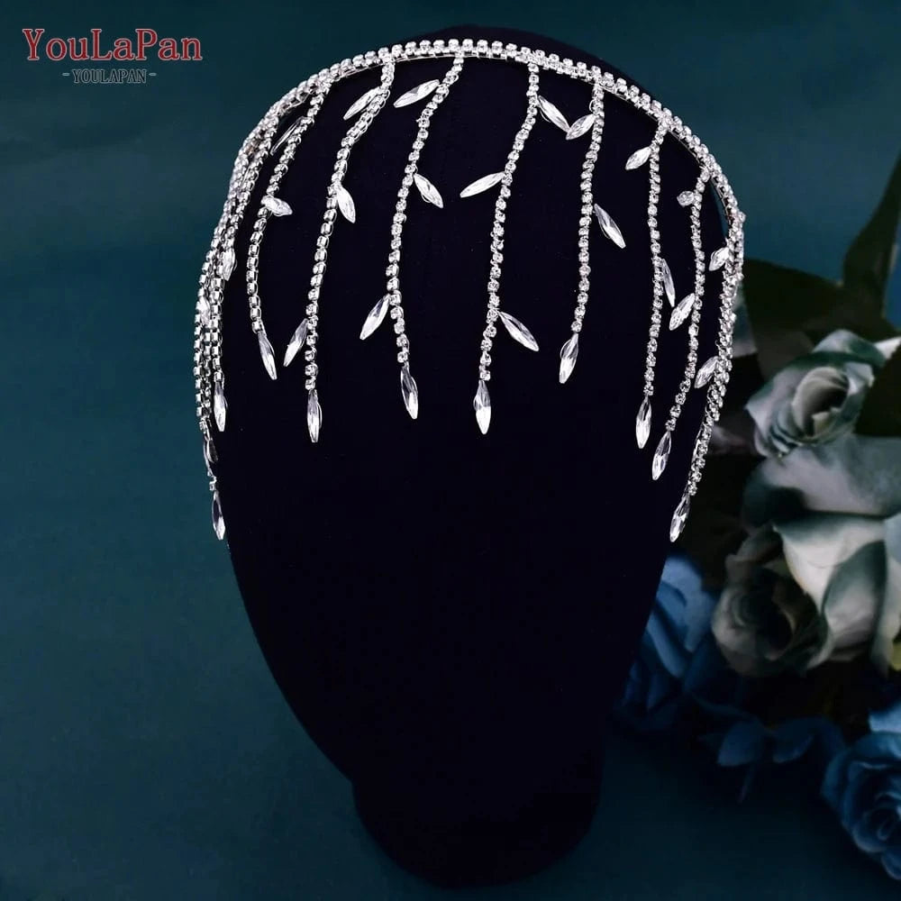 YouLaPan HP483 Personality New European and American Headdress Wedding Crown Silver Gold Rhinestone Hair Piece Bridal Headwear