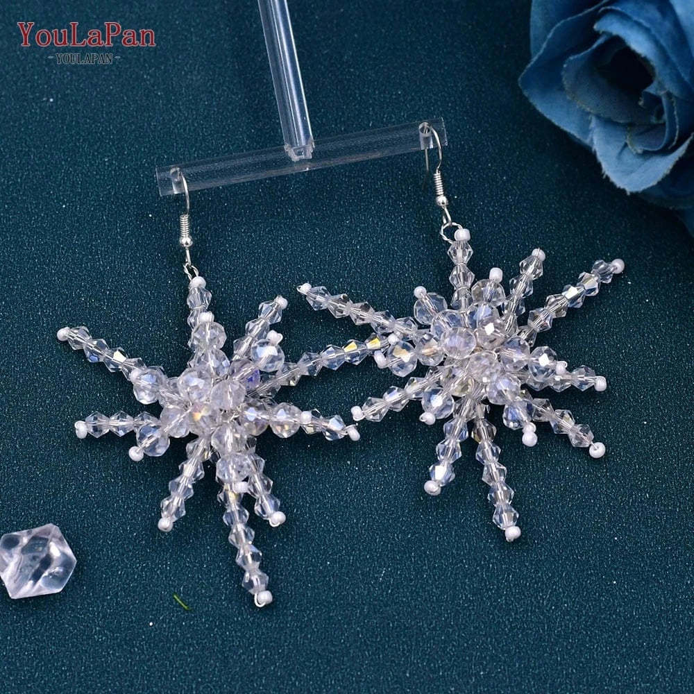 YouLaPan HP488 Popular Hair Accessories Clear Crystal Tiara Earrings Ladies Boho Crystal Crown Bridal Headband Wedding Crown