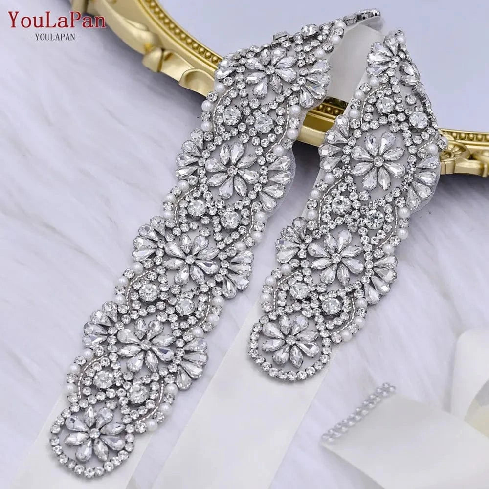 YouLaPan S04C Rhinestone Party Dress Belt Luxury Bridal Sash Ribbon For Ladies Evening Dress Bridal Jewelry Belt