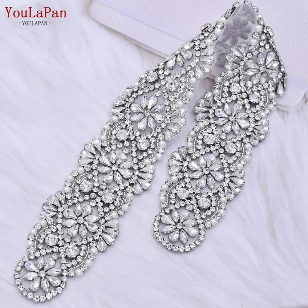 YouLaPan S04C Rhinestone Party Dress Belt Luxury Bridal Sash Ribbon For Ladies Evening Dress Bridal Jewelry Belt