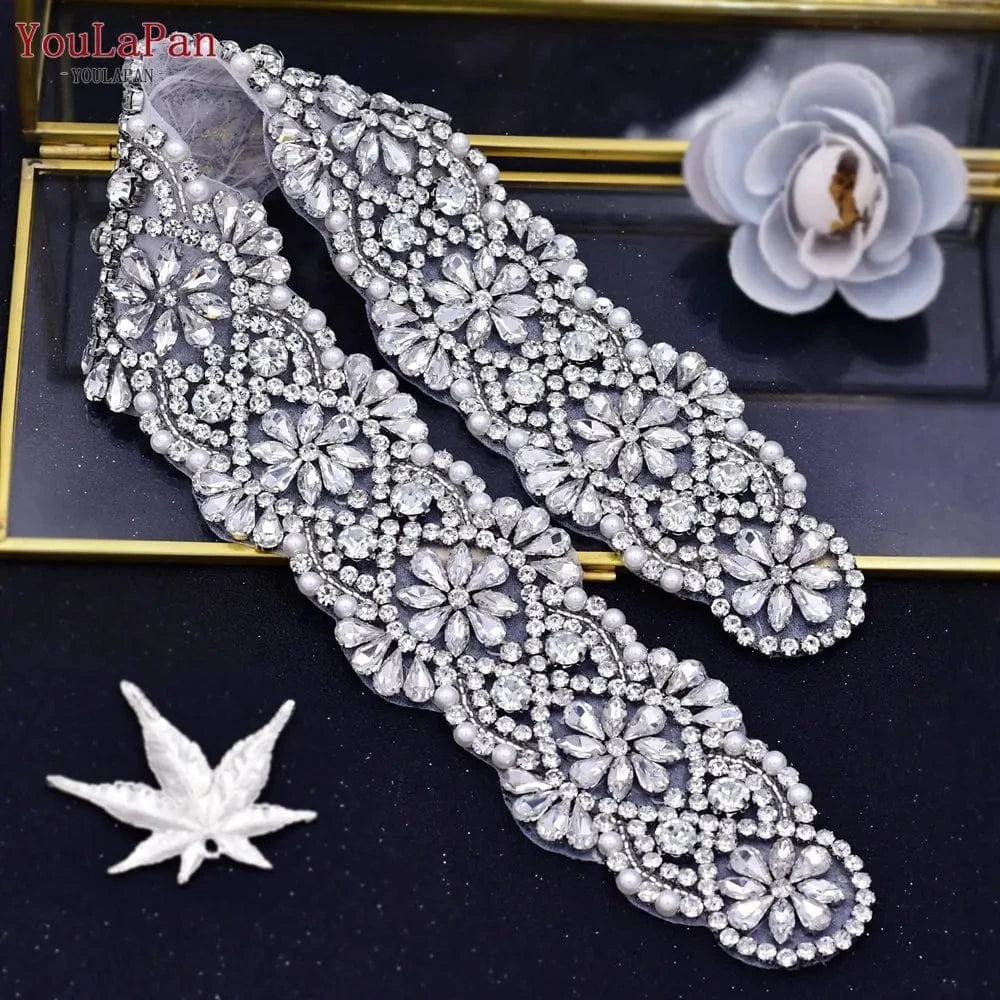 YouLaPan S04C Rhinestone Party Dress Belt Luxury Bridal Sash Ribbon For Ladies Evening Dress Bridal Jewelry Belt