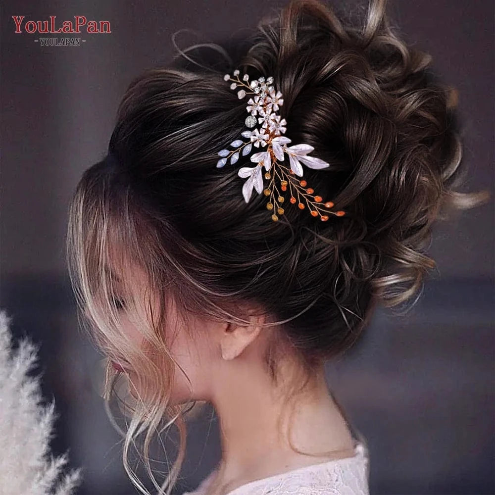 YouLaPan Unique Bridal Bridesmaid Hair Accessories Alloy Rhinestone Crystal Hair Comb Women Prom Party Wedding Headwear HP310
