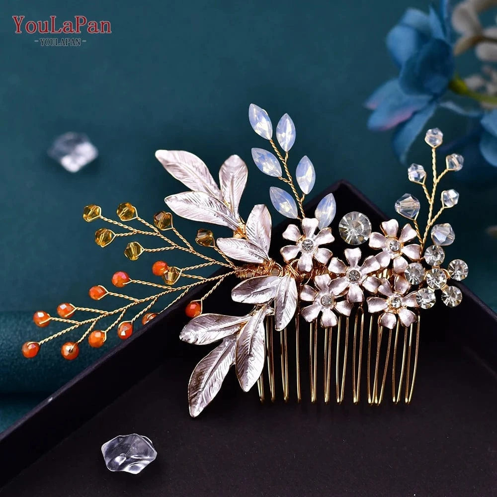 YouLaPan Unique Bridal Bridesmaid Hair Accessories Alloy Rhinestone Crystal Hair Comb Women Prom Party Wedding Headwear HP310