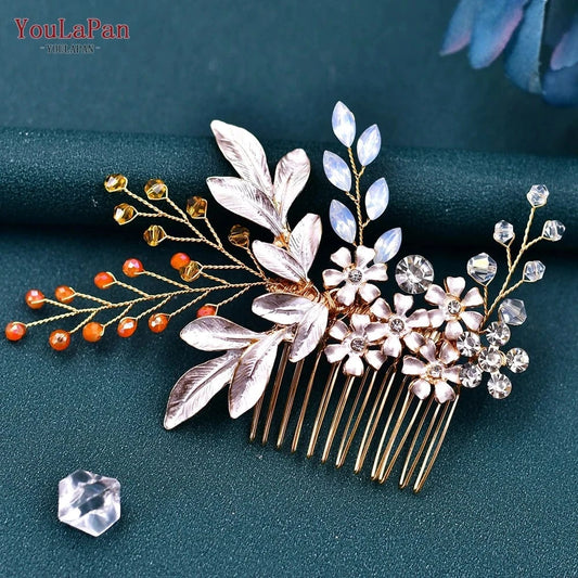 YouLaPan Unique Bridal Bridesmaid Hair Accessories Alloy Rhinestone Crystal Hair Comb Women Prom Party Wedding Headwear HP310