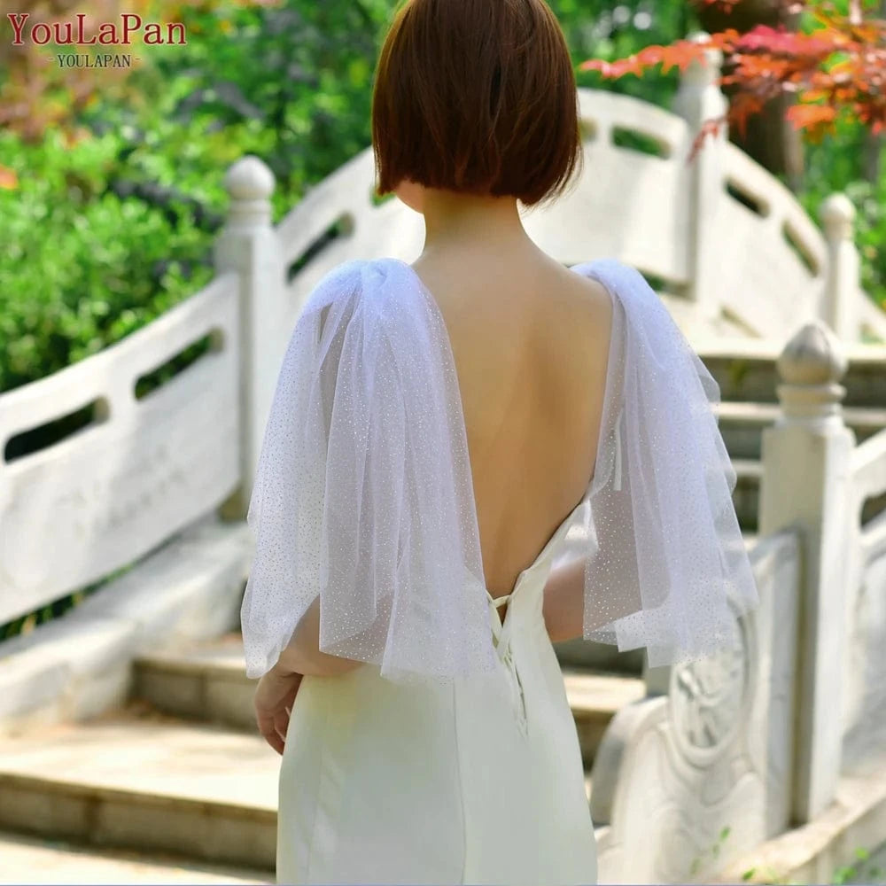 YouLaPan VG40-X Shimmering Glitter Tulle Shawl Pair of Star Gauze Detachable Women Dress Sleeves