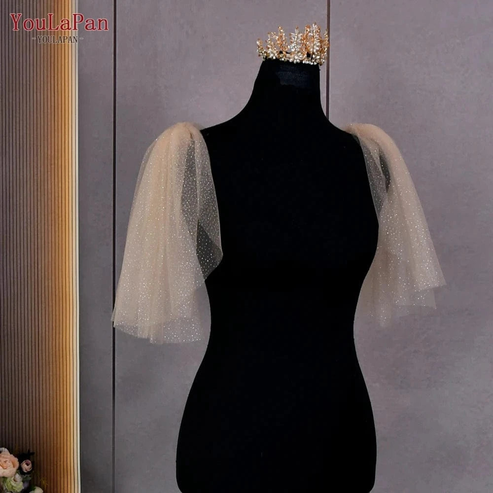 YouLaPan VG40-X Shimmering Glitter Tulle Shawl Pair of Star Gauze Detachable Women Dress Sleeves