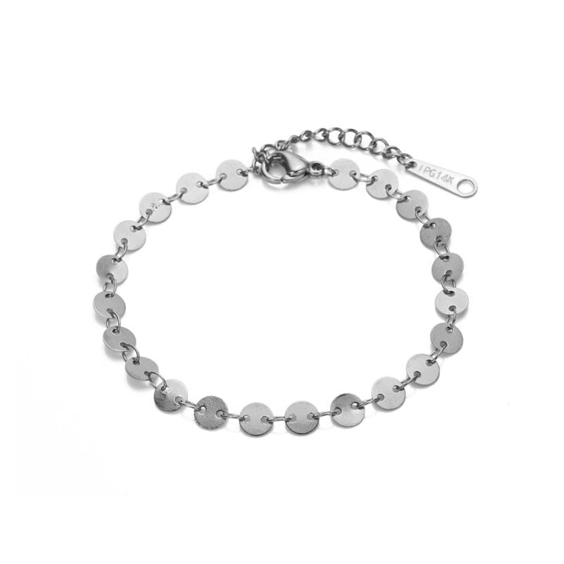 YS25116-Silver Amazon hot selling new arriving trendy 316 L stainless steel coin chain adjustable  jewelry bracelet for women