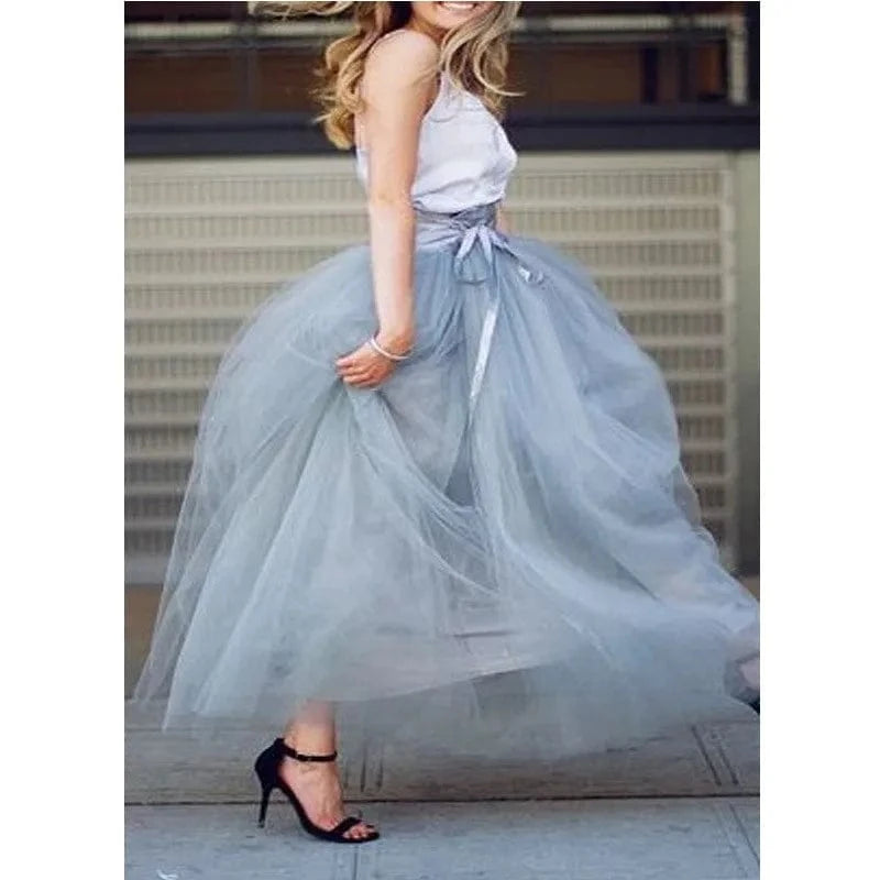 YSMARKET 100% Real Photos 7 Layers 100cm Maxi Long Skirts Sexy Adult Handmade Tulle Fashion Wedding Skirt For Women E5340