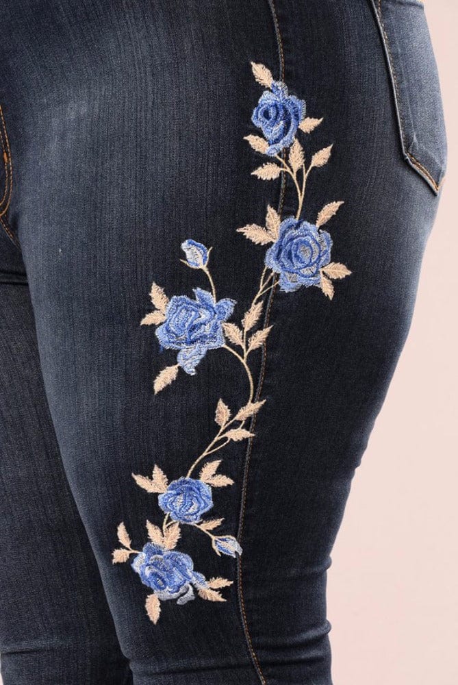 YSMARKET  Flower Embroidered Jeans For Women Elastic Jean Female Pencil Denim Pant Sexy Skinny Pantalon Femme E8040