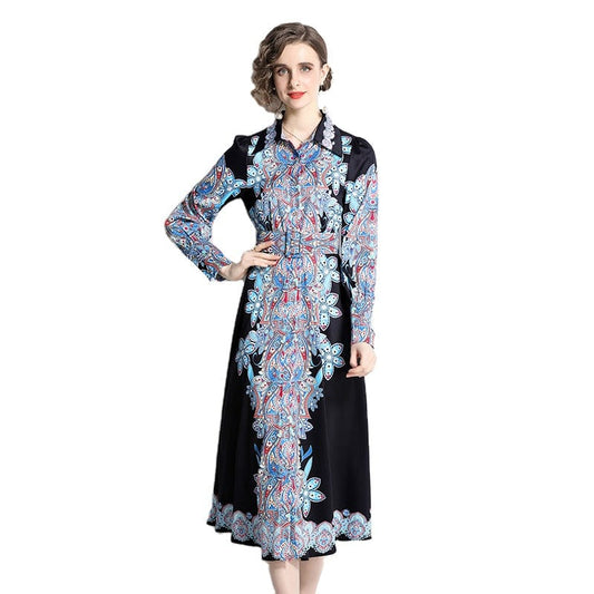 YSQ228075 new printed dress printed a-line skirt