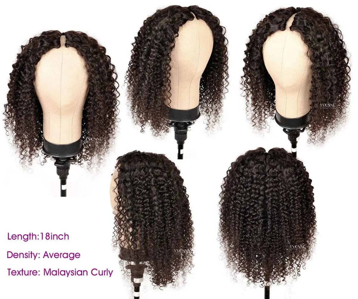 YVONNE Thin Part Wigs Series Malaysian curly Human Hair U Part Wigs For Women Natural Color