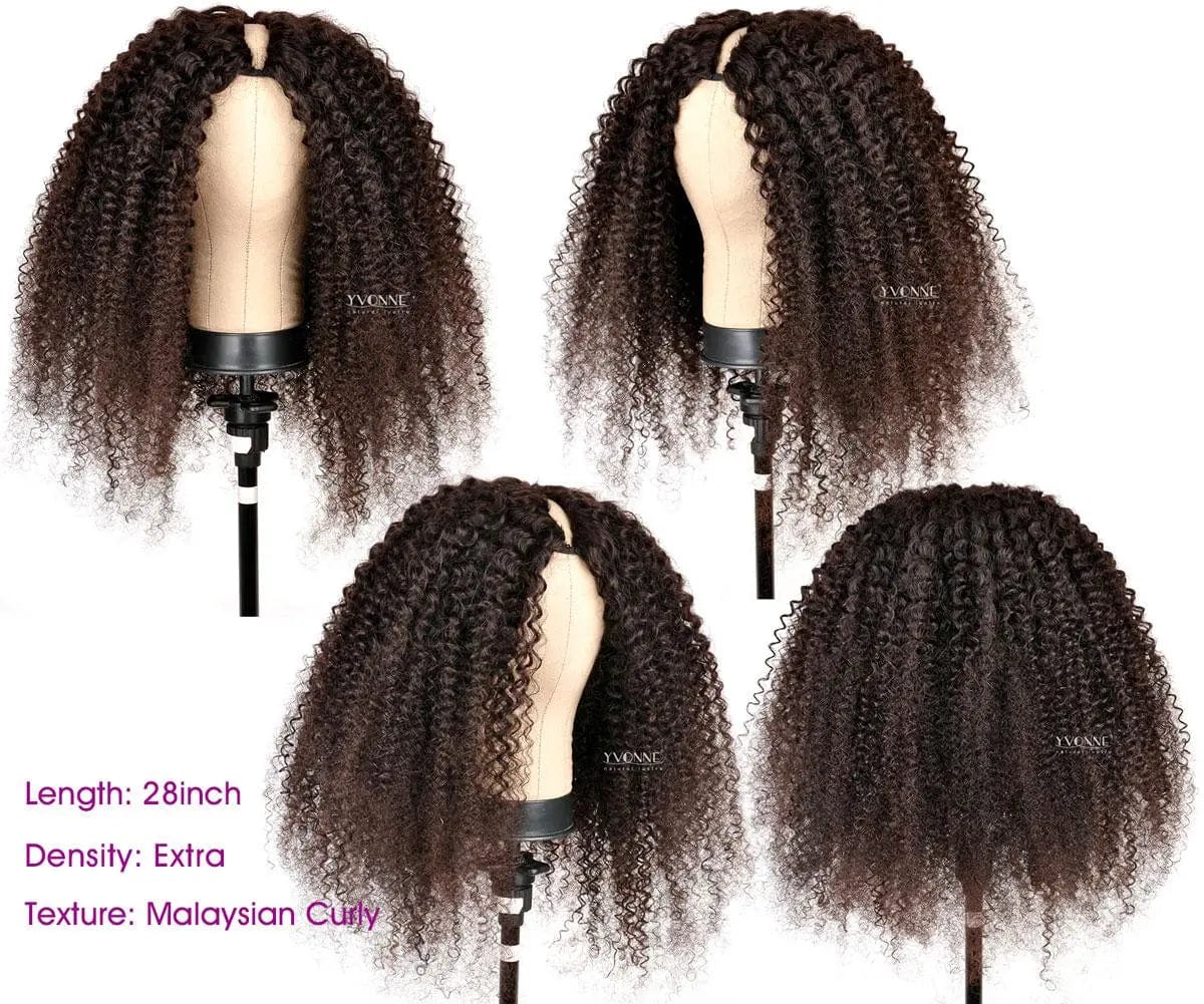 YVONNE Thin Part Wigs Series Malaysian curly Human Hair U Part Wigs For Women Natural Color