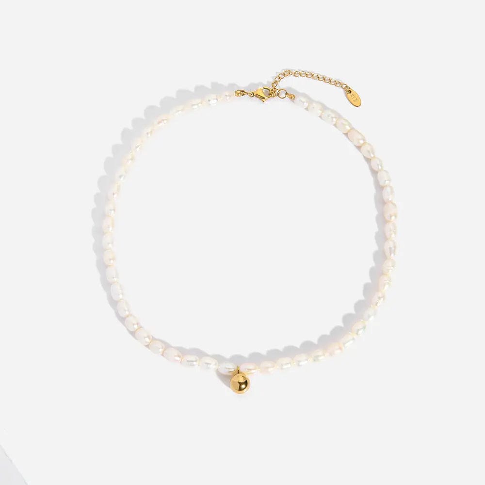 YXN104 Fashion Freshwater Pearl Short Vintage Necklace 18k Gold Plated Stainless Steel Ball/Lock Pendant/Fine Chain Double Jewelry 2023