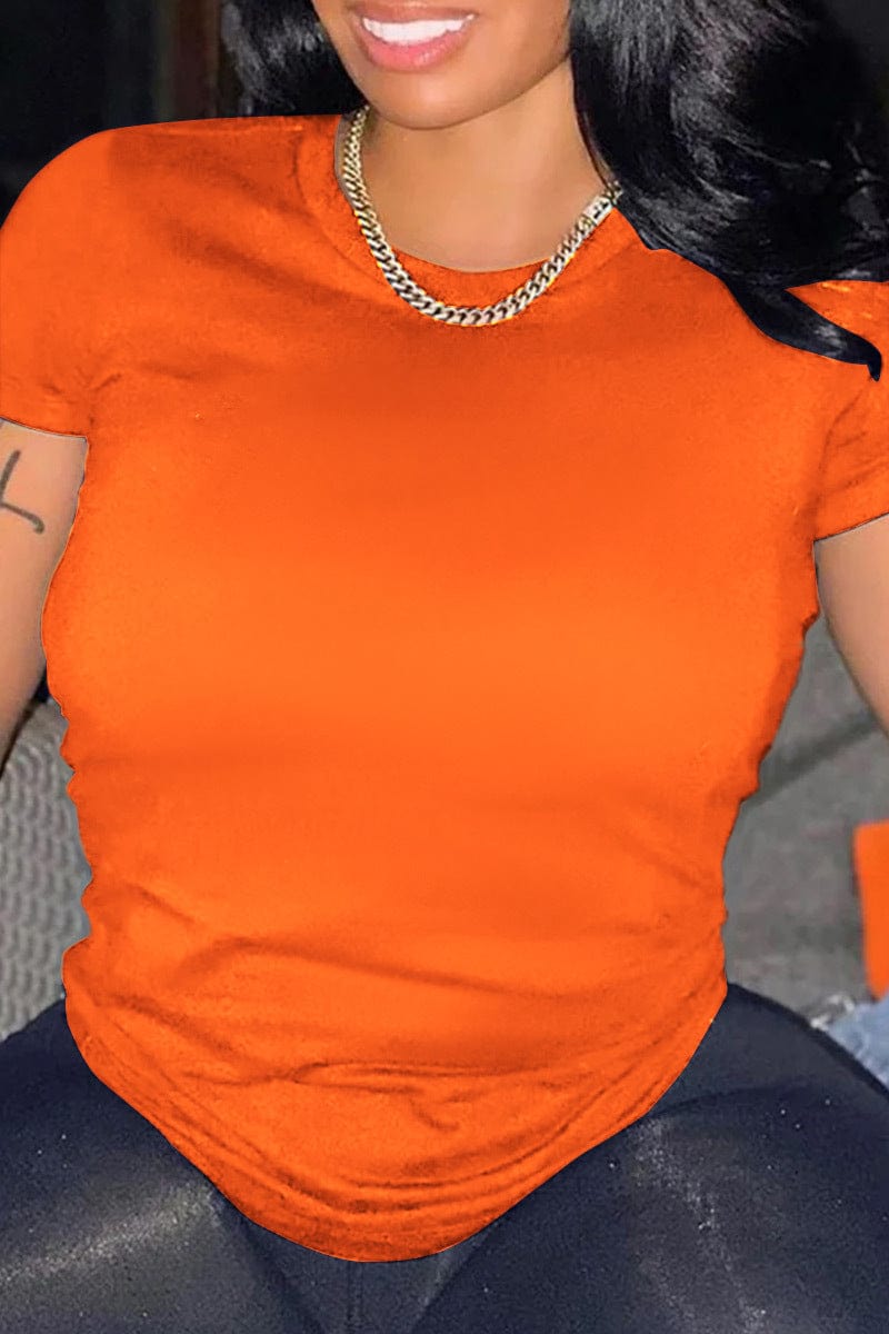 Z83763 Fashion plain t-shirt Casual women's solid color custom stock t-shirt