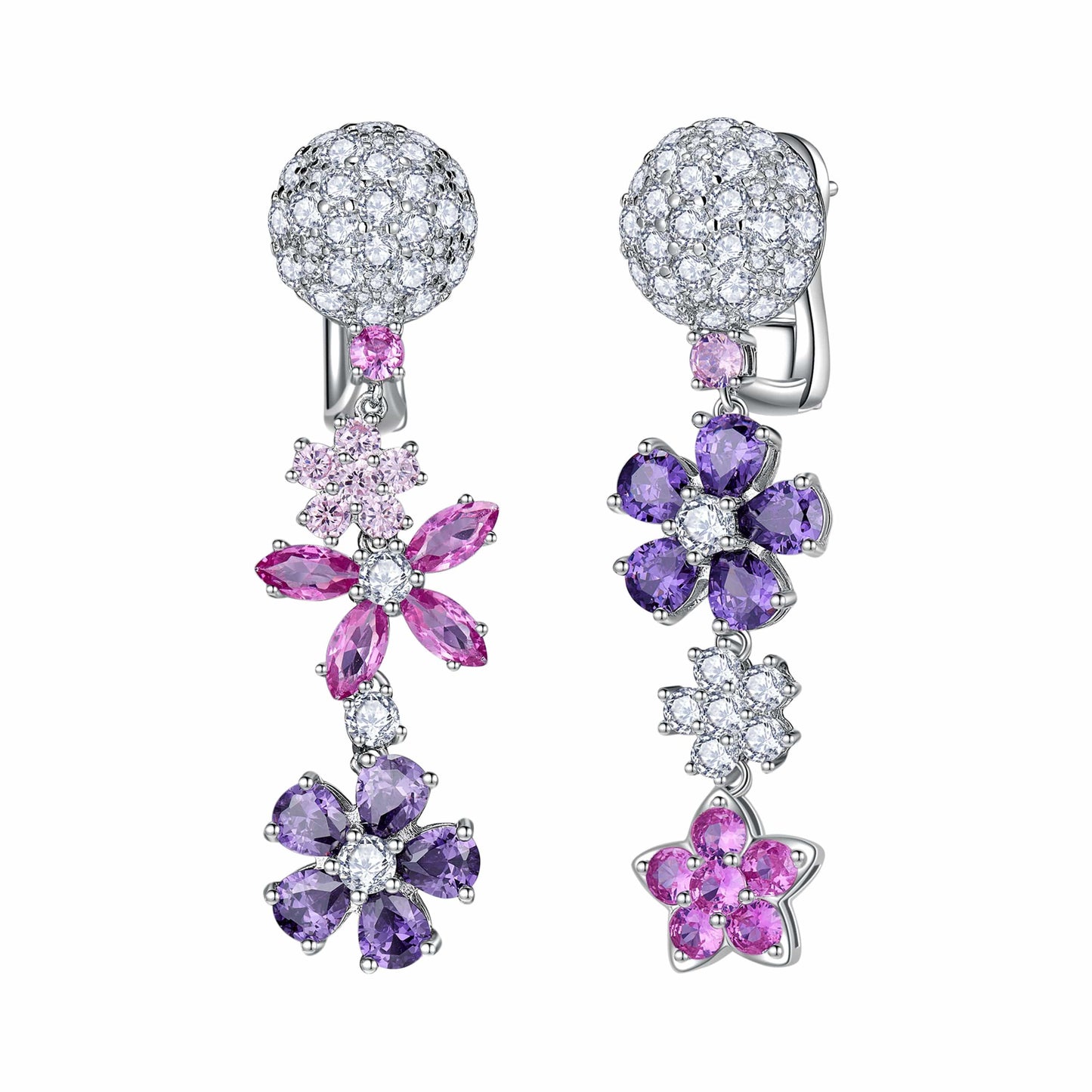 ze31452 Rochime stylish  jewelry set summer flower diamond necklace  earring  925 silver  rhodium plated jewelry