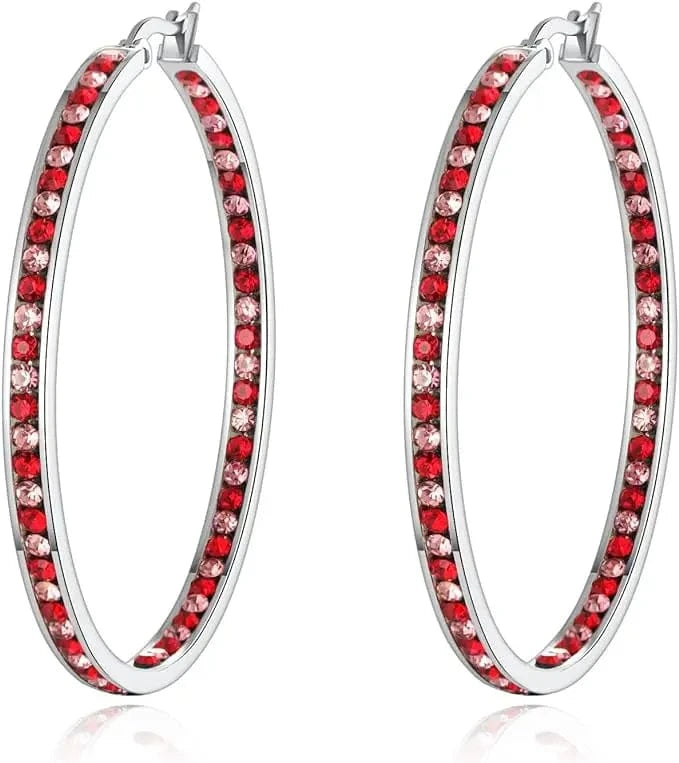 Zeta Inspiration Blue White Full Crystal Large Hoop Earring ZPB Women Big Hoop Earrings Jewelry