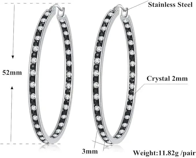 Zeta Inspiration Blue White Full Crystal Large Hoop Earring ZPB Women Big Hoop Earrings Jewelry