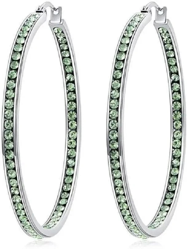 Zeta Inspiration Blue White Full Crystal Large Hoop Earring ZPB Women Big Hoop Earrings Jewelry