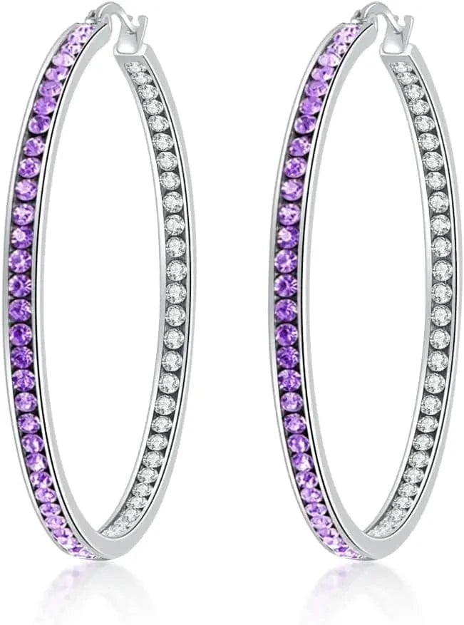 Zeta Inspiration Blue White Full Crystal Large Hoop Earring ZPB Women Big Hoop Earrings Jewelry