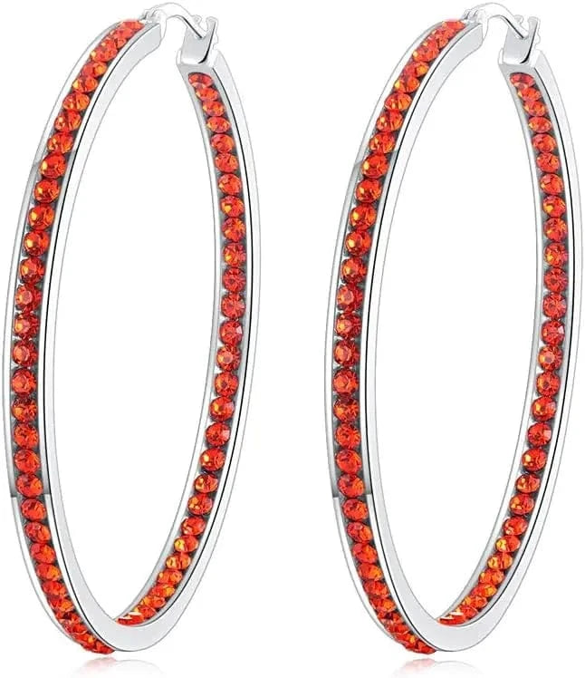 Zeta Inspiration Blue White Full Crystal Large Hoop Earring ZPB Women Big Hoop Earrings Jewelry