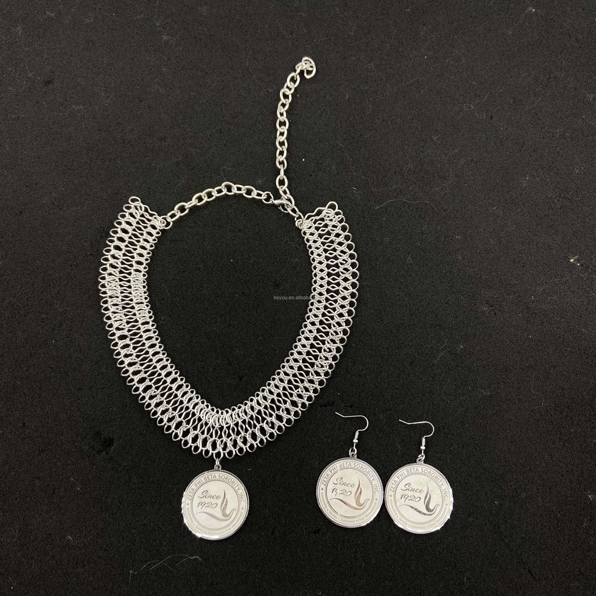 Zeta Phi Beta Custom Greek Letter ZPB Dove Stainless steel Earrings Necklace Jewelry Set