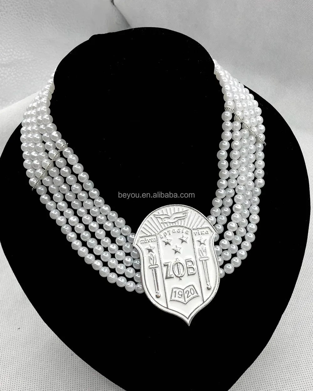 ZETA Phi Beta  Sorority Blue White Beads Leaf Rhinestone Metal Women Brooch Pin for Gift