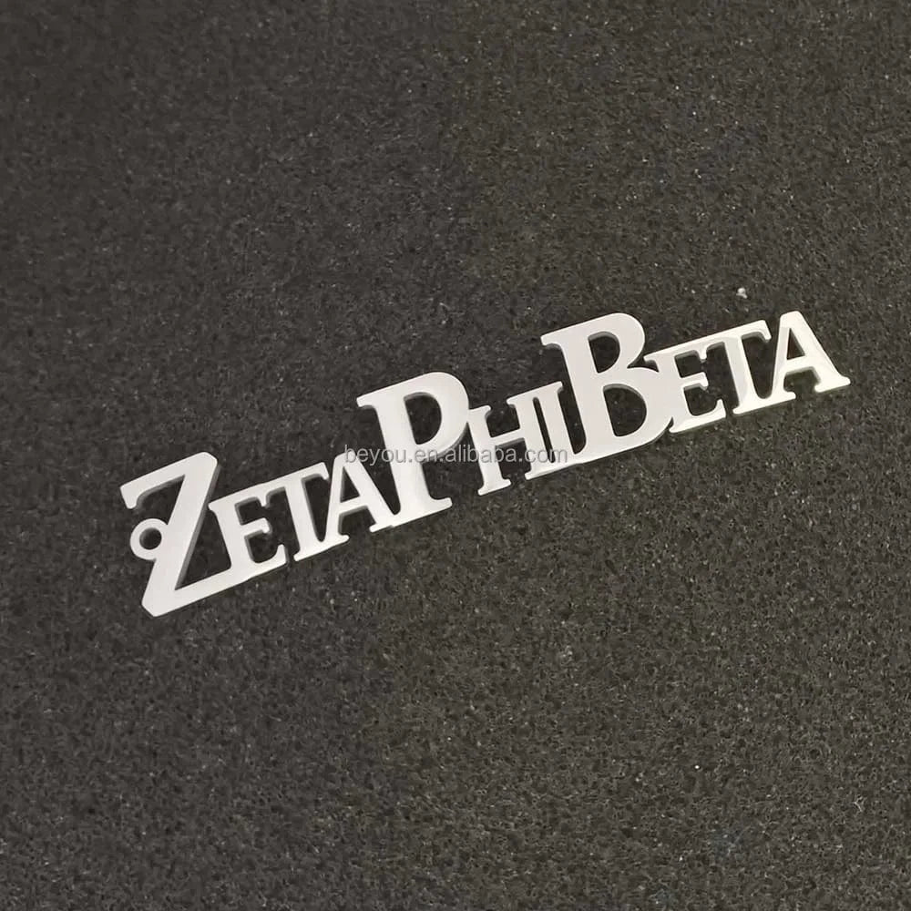 zeta Zeta Phi Beta Key Chain White Blue Pearl Stainless Steel Letter Pendant Key Buckles Female's Jewelry Gifts Accessories