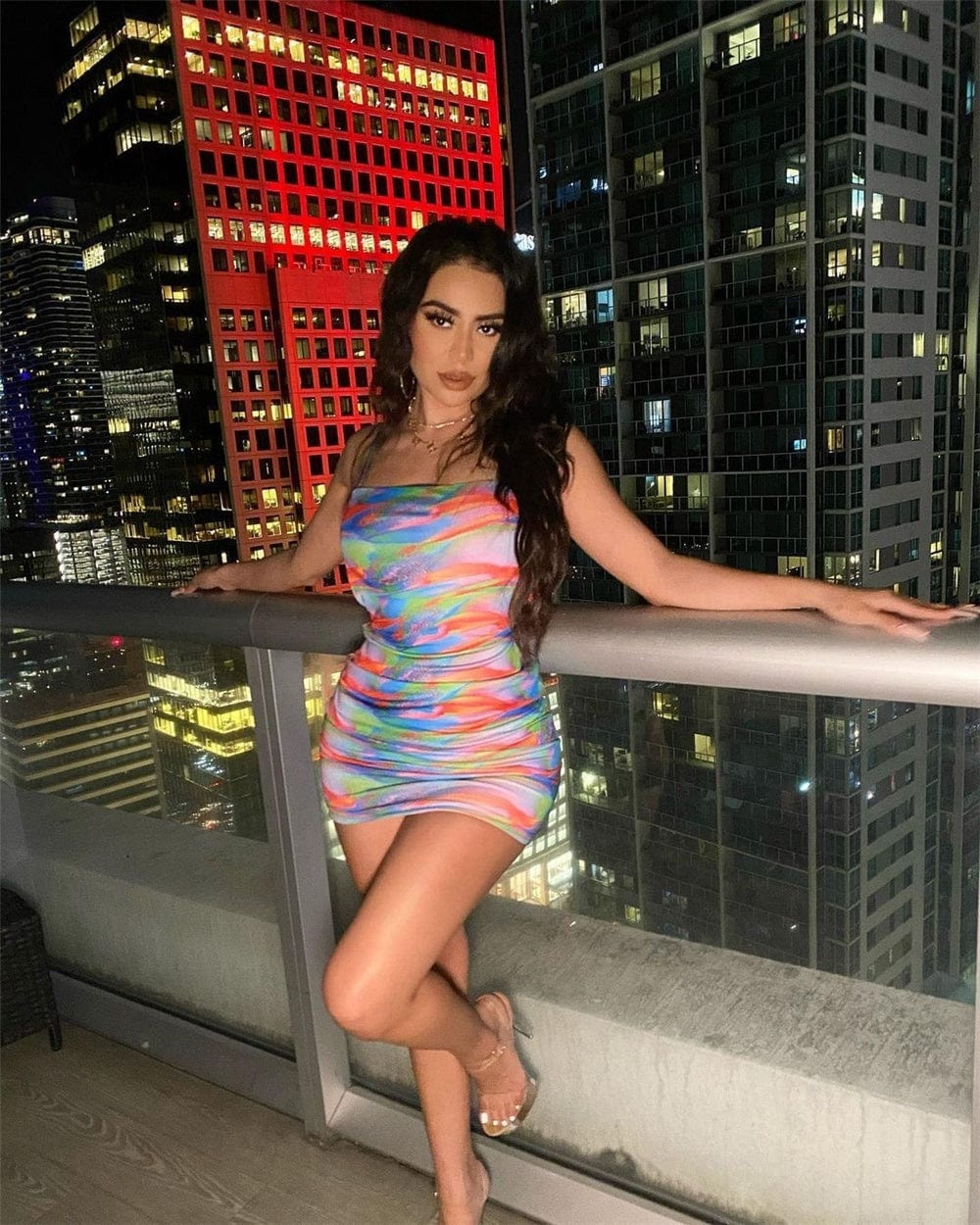 ZHEZHE New Trendy Tie-dye Candy Color Casual Dresses Summer Sleeveless Strapless Sexy Skinny Mini Dress 2024