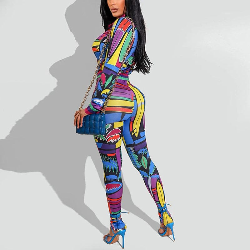 ZL1981 Trend 2023 Print Long Sleeve Shirt And Pants Sets Women Suits Office Lady Streetwear Two Piece Bandage Outfits Women Set