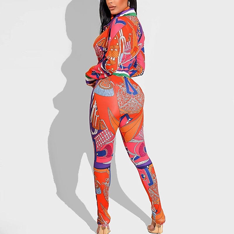 ZL1981 Trend 2023 Print Long Sleeve Shirt And Pants Sets Women Suits Office Lady Streetwear Two Piece Bandage Outfits Women Set