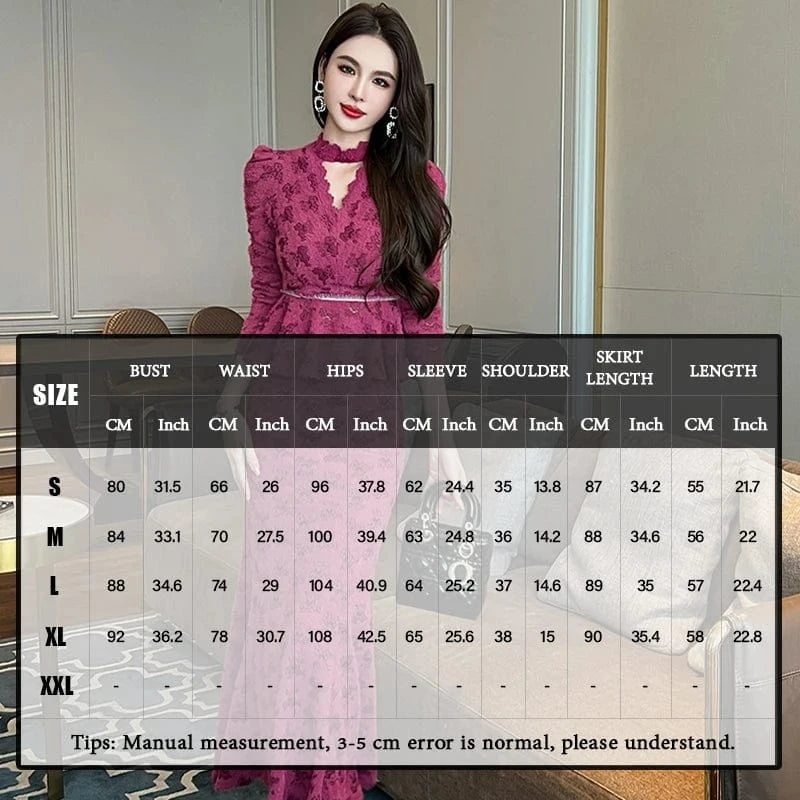 ZYHT 20949 High Collar Casual Long Sleeve Lace Tunic and Skirt Set Hollow-out Blouse Long Skirt Women Suit