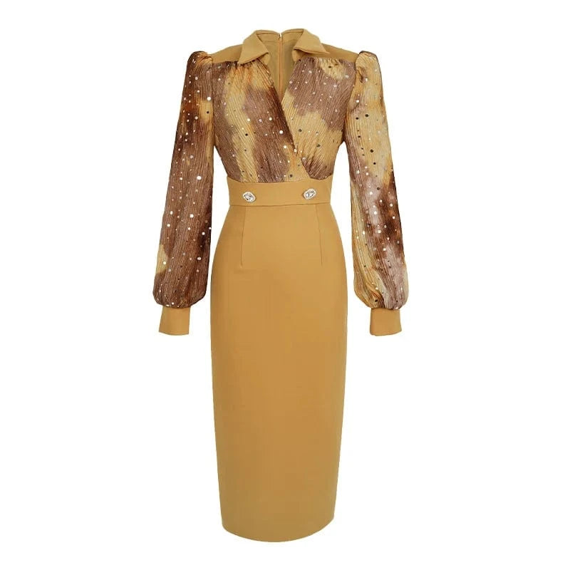 ZYHT 30753 2024 Spring New Products Elegant Casual Wear Business Dress OL Style Puff Sleeve Career Midi Dress