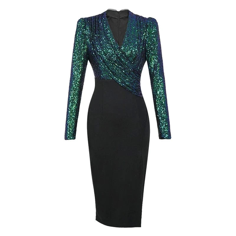 ZYHT 30757 Wholesale Custom Emerald Green Bling Sexy Women Party Club Night Ladies Dresses for Special Occasions