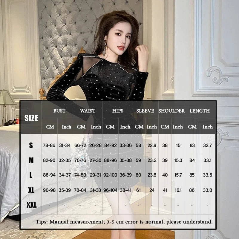 ZYHT 40228 Sexy Night Out Date Birthday Diamond Sparkle Star Gowns Dresses See-through Mesh Velvet Bodycon Dress