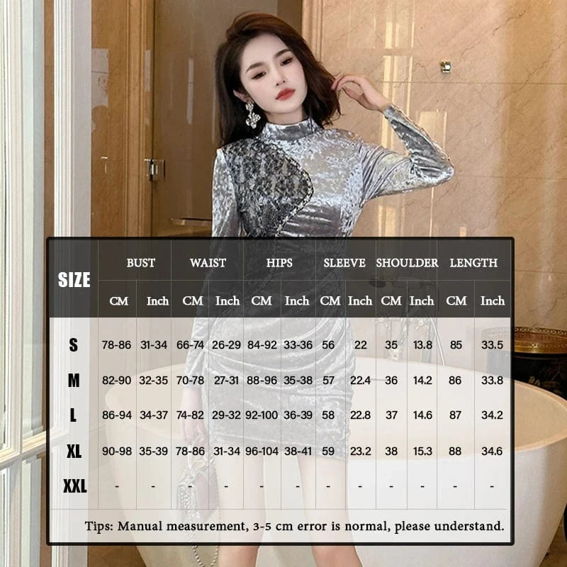 ZYHT 40293 Spring Velvet Fabric Anti-Static Sustainable Turtleneck Dress Embroidery Lace Patchwork One Step Dress