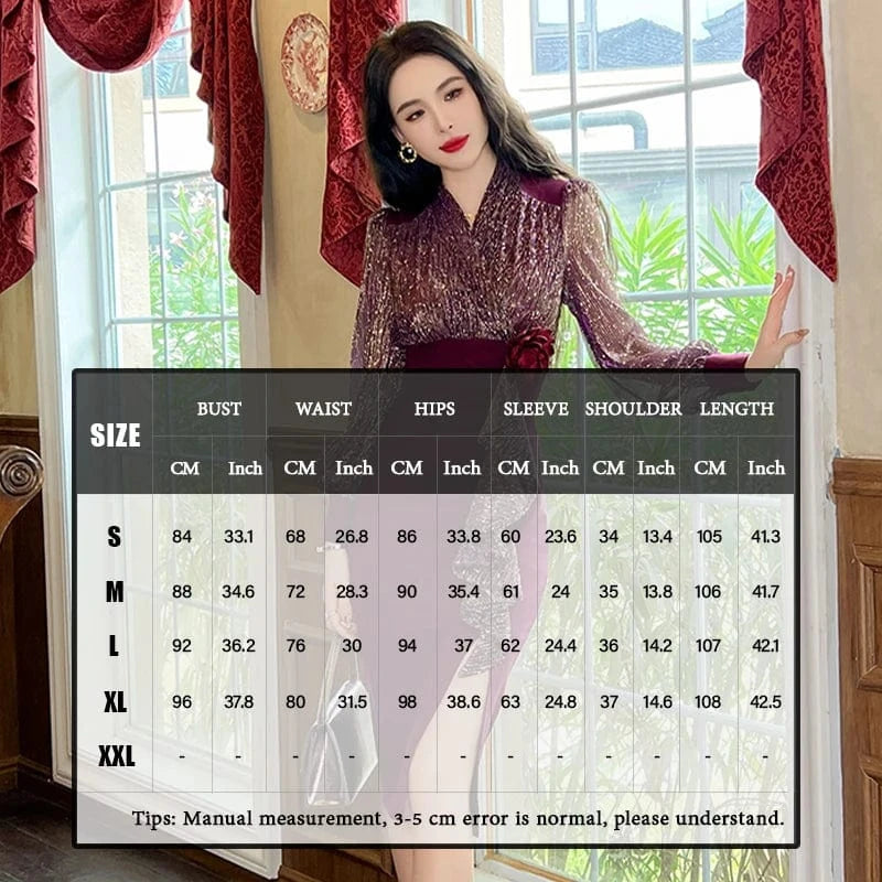 ZYHT 50749 Illusion Flounce Edge Decor Casual Dresses Mesh Sheer Long Sleeve Dress for Party Prom Evening Events