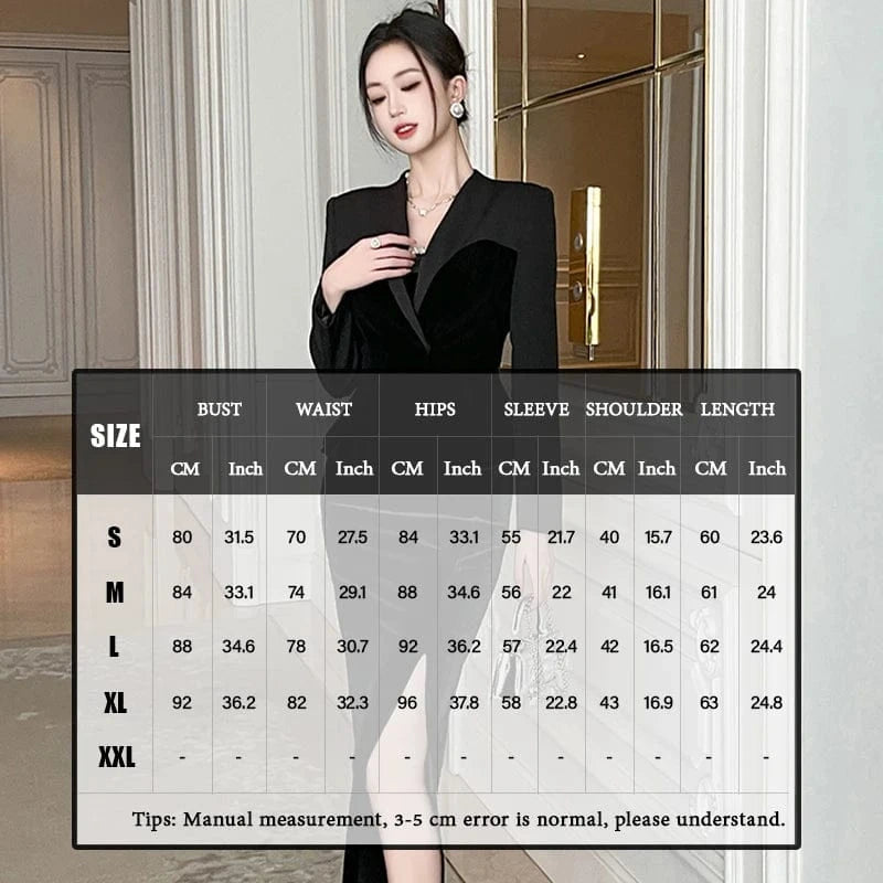 ZYHT 9723 Velvet Patchwork Slim Fit Women's Blazer and Coat Black Ladies' Stylish and Versatile Outerwear