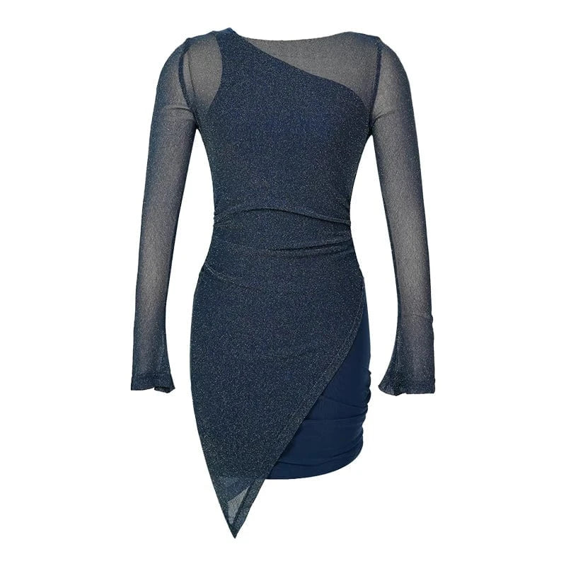 ZYHT 9725 Spring Breathable Casual Two-Piece Set Dresses Irregular Mesh Smock Short Dress in Stylish Design